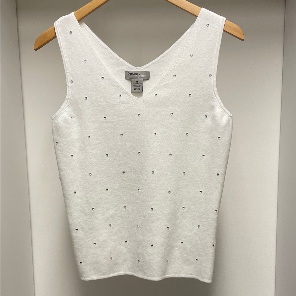Designers Originals White Embellished Tank Top Sweater